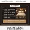 A set of bed skirts and pillowcases in a beige or light brown color displayed on a bed.