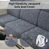 Gray high elasticity jacquard sofa seat cover featuring an ornate pattern and white ties
