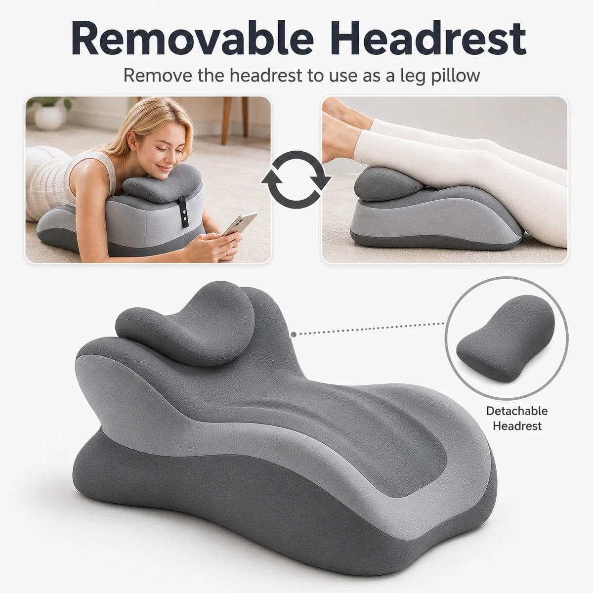 Multifunctional Memory Foam Reading Pillow with Ergonomic Neck Support