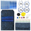 Aluminum circular needle set with various lengths and a storage case featuring multiple sizes.