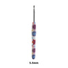 A single handmade crochet knitting hook with a floral design and 5.5mm size.
