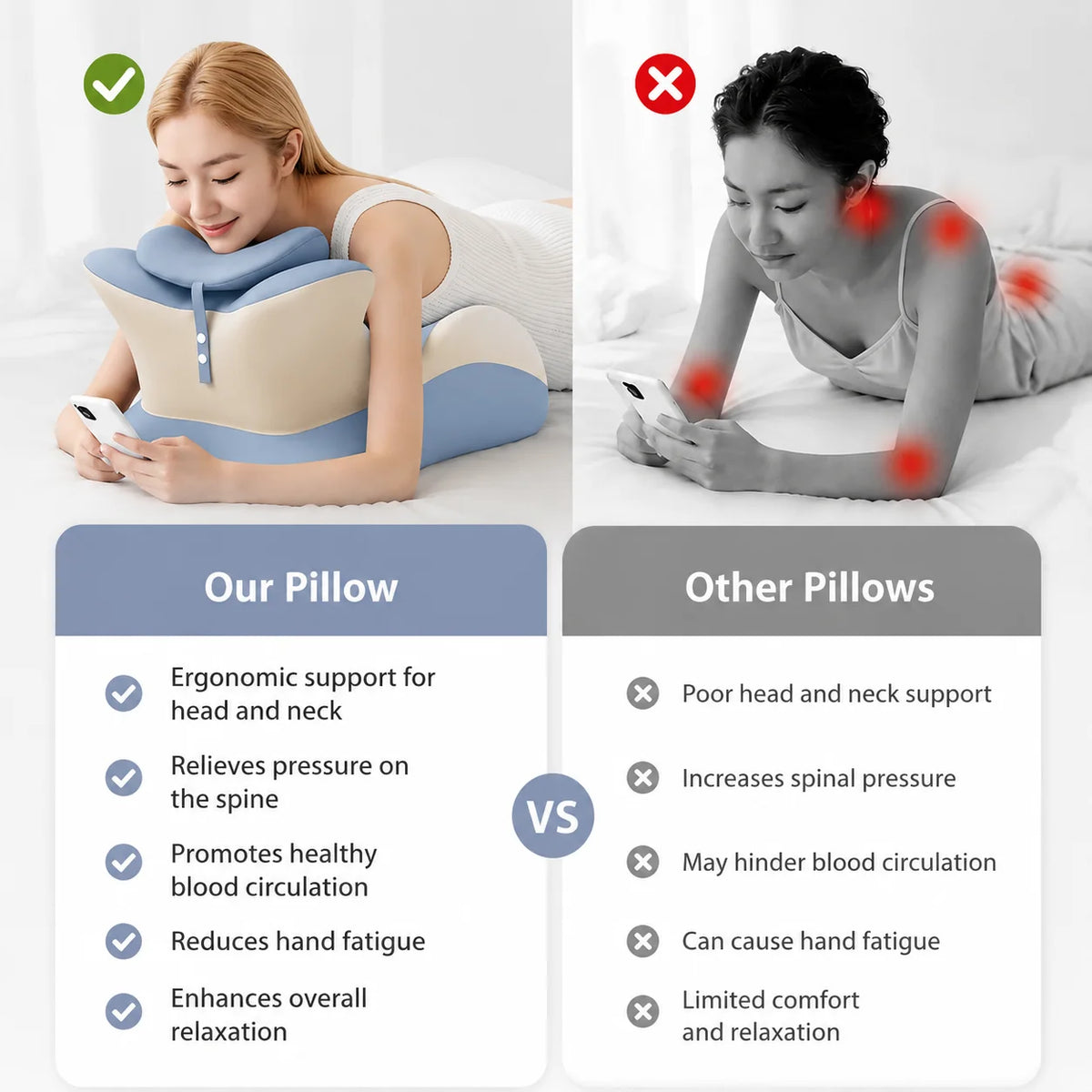 Multifunctional Memory Foam Reading Pillow with Ergonomic Neck Support