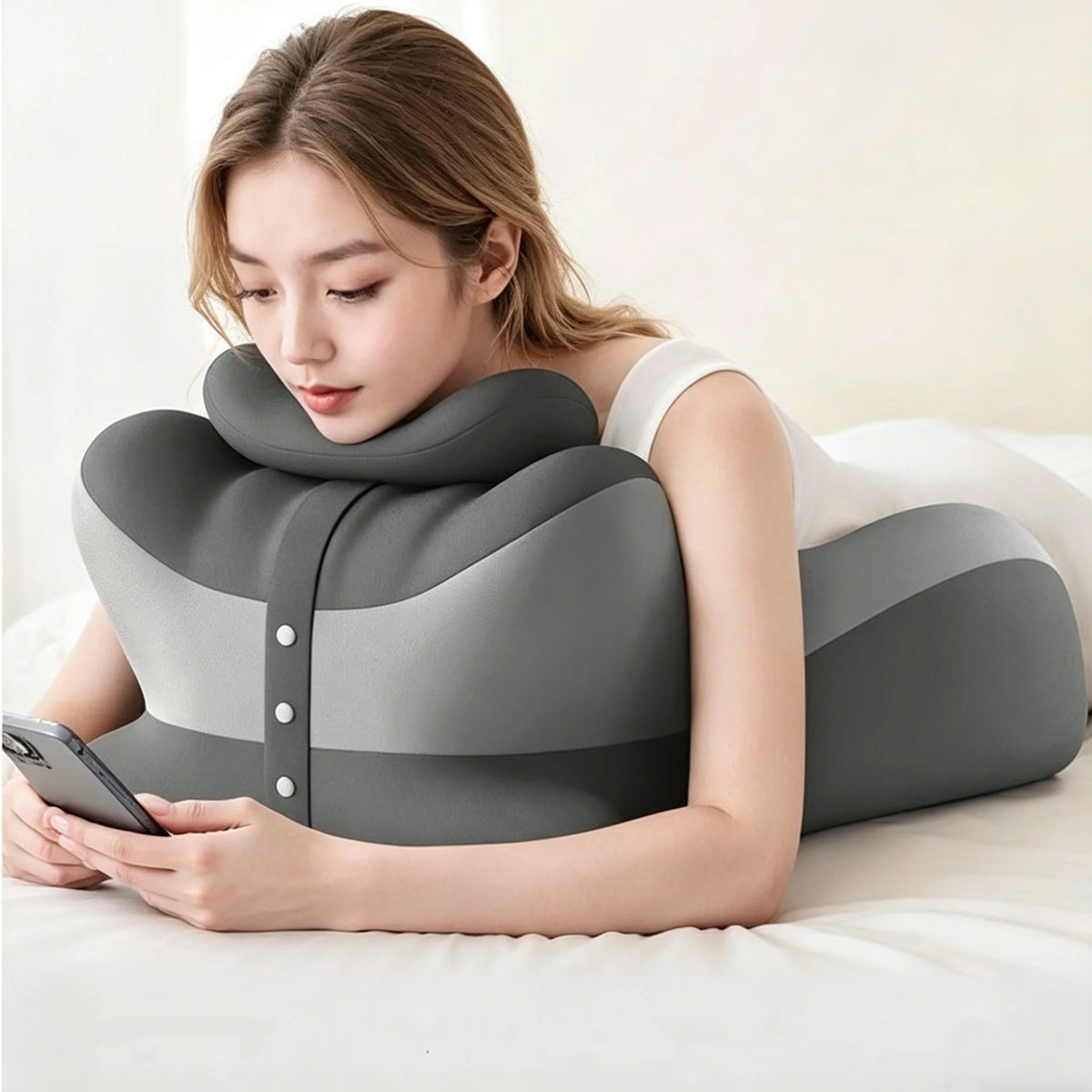Multifunctional Memory Foam Reading Pillow with Ergonomic Neck Support