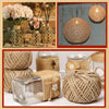 A collection of natural jute rope and yarn products including decorative spheres, bundles, and craft materials.
