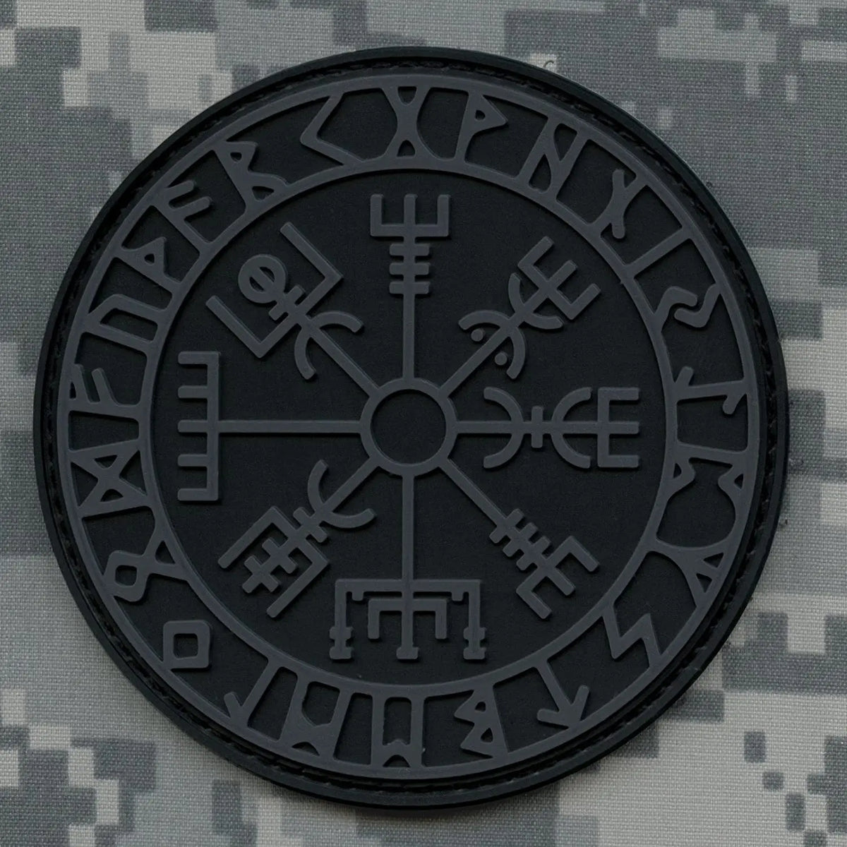 Black embroidered Valknut Viking patch with hook and loop backing