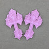 Pair of pink embroidered cross applique patches for clothing