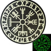 Black embroidered Valknut Viking patch with hook and loop backing featuring Norse symbols.