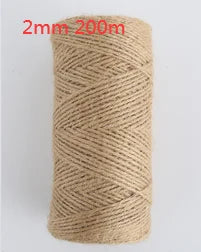 A spool of natural hemp jute rope measuring 2mm in diameter and 200 meters long.