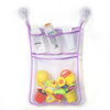 A purple mesh bag filled with various cute duck frog bath toys for kids