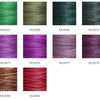 A grid displaying various shades of high quality wax thread embroidery cord in different colors and textures.