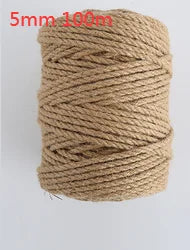 A spool of natural hemp jute rope, approximately 5mm thick and 100 meters long.