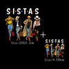 A graphic featuring five women in stylish outfits and a plus sign, with text indicating different sizes.