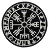 Black embroidered Valknut Viking patch featuring a cross design with hook and loop backing