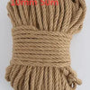 A bundle of natural hemp jute rope in a light tan color, measuring 10mm thick and 50 meters long.