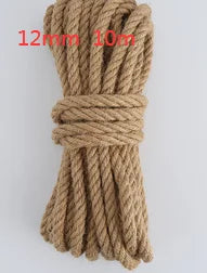 A bundle of natural hemp jute rope in a light tan color, coiled and tied for crafting or home decor.