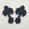 Pair of dark navy embroidered cross applique patches for clothing