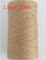 A spool of natural hemp jute rope, 1.5mm thick and 400 meters long.