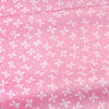 Pink floral and stripe cotton twill fabric for sewing and DIY with white patterns