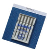A plastic case containing a set of 130/705 H universal sewing machine needles.