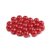 A pile of shiny red imitation pearl beads for DIY jewelry making
