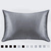 A smooth, dark gray satin pillowcase shown flat.