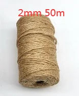 A spool of 2mm 50m natural hemp jute rope used for home decor and crafting.