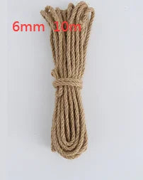 A bundle of 6mm diameter, 10-meter natural hemp jute rope.