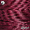 A close-up of deep magenta waxed thread embroidery cord with a black label and the product code ML0037.