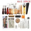 A kit of 37 pieces for professional leather crafting including tools and needles