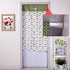 Adjustable metal curtain rod installed in a bathroom or wardrobe, featuring a patterned fabric curtain.