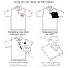 Instructions showing how to use an iron on patches for embroidery