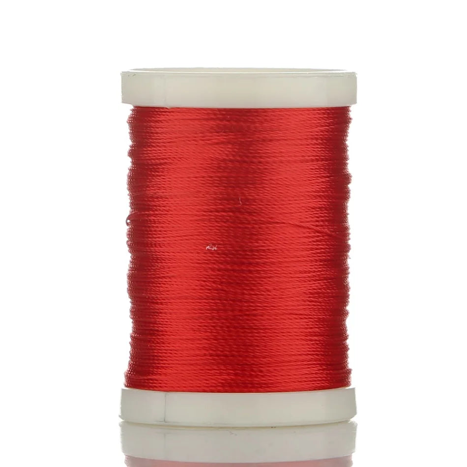 A spool of 150M multi-braided polyester fishing line in bright red.