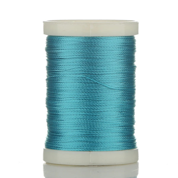 A spool of 150M multi-braided polyester fishing line in teal color.