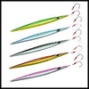 A collection of five fishing lines of varying colors and thicknesses, including a multi-braided polyester line.