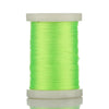 Spool of bright lime green multi-braided polyester fishing line on a white cylindrical spool.