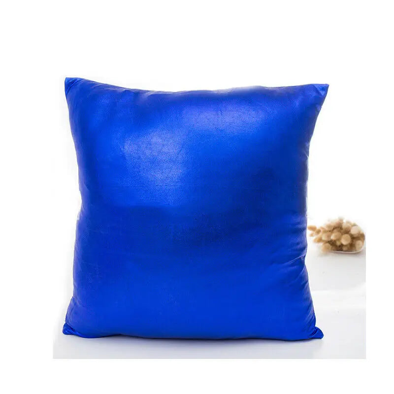 A vibrant royal blue velvet pillow cover with a metallic shine.