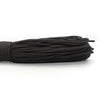 A coil of black 2mm paracord rope.
