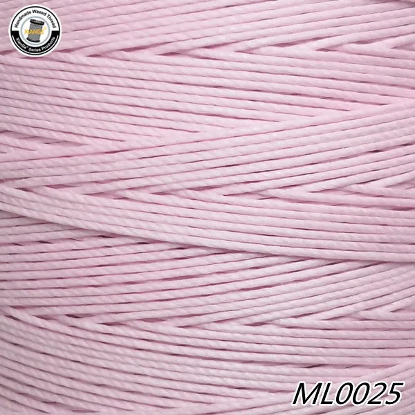 Pink waxed thread embroidery cord in a spool with the model number ML0025