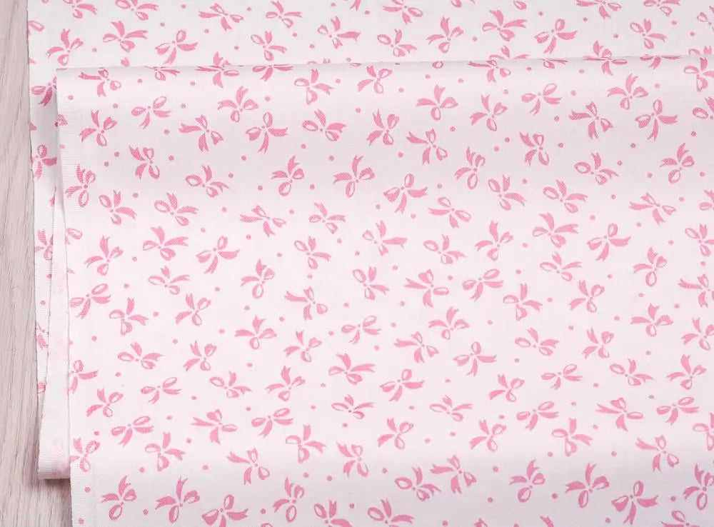 Pink floral and stripe cotton twill fabric for sewing and DIY