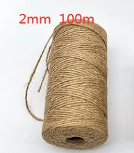 A spool of 2mm 100m natural hemp jute rope used for home decor and crafting.