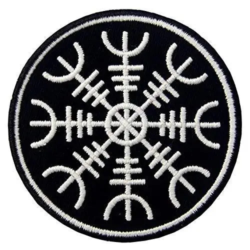 Black embroidered Valknut Viking patch with hook and loop backing