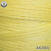 A spool of bright yellow waxed thread embroidery cord is shown in a close-up view.
