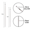 Diagrams showing the size and diameter of a precision stainless steel beading needle set.