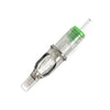 A clear glass cartridge for Magnum Tattoo needles with a green cap and metal tip.
