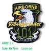 Embroidered iron-on patch featuring a bald eagle head with the text AIRBORNE and 101