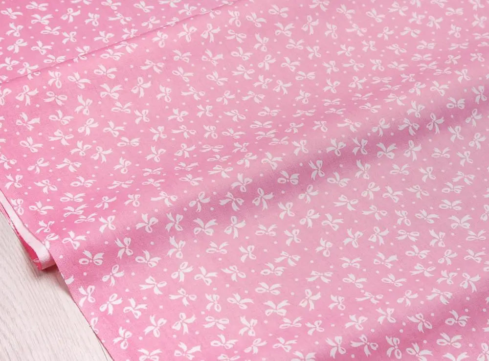 Pink floral and stripe cotton twill fabric for sewing and DIY