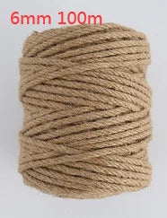 A spool of 6mm 100m natural hemp jute rope used for home decor and crafting.