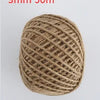 A ball of 3mm 50m natural hemp jute rope for home decor and crafting.