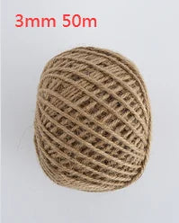 A ball of 3mm 50m natural hemp jute rope for home decor and crafting.
