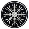 Black embroidered Valknut Viking patch with hook and loop backing